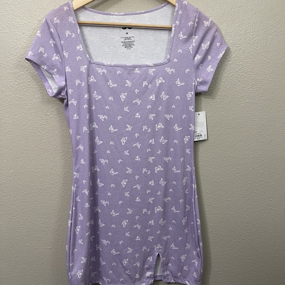 NEW SO Summer Bodycon Mini Dress  Purple Butterfly Kawaii Coquette Summer Size M